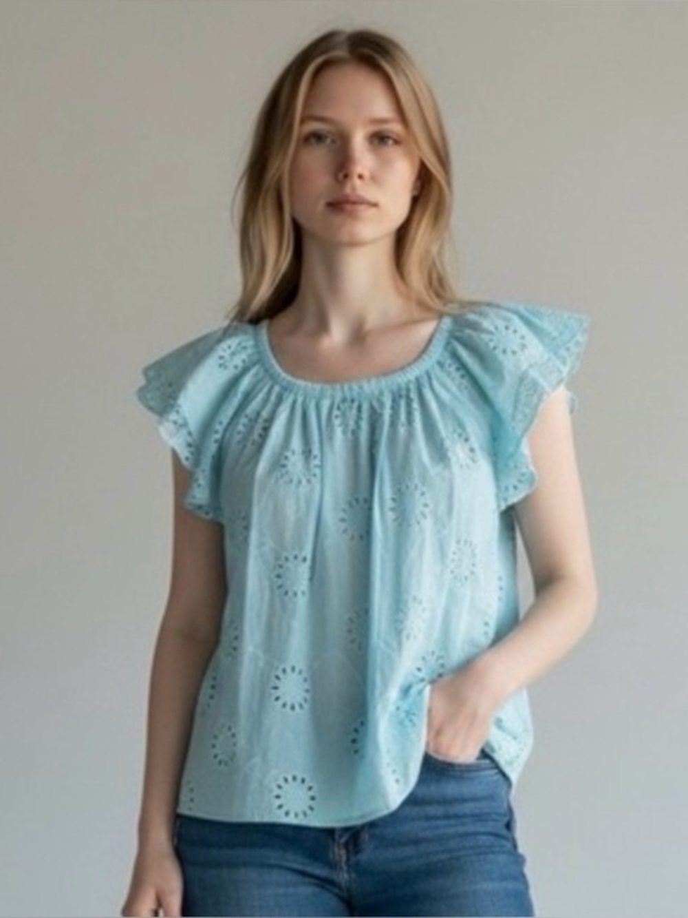 a.n.a Cotton Eyelet Top